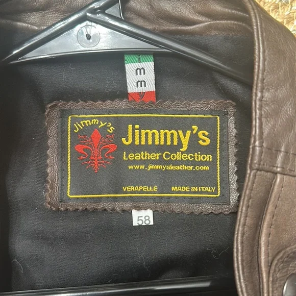 Men’s custom Italian leather jacket size 58 “Jimmys leather collection”